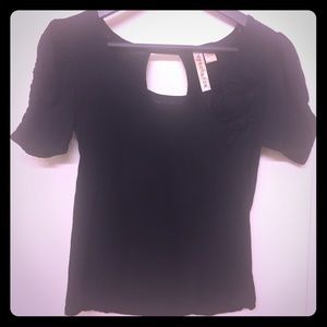 Eyeshadow Black Top with Rose Detail